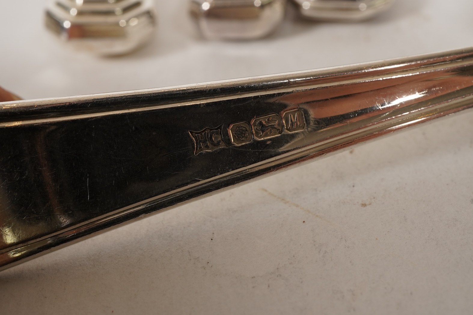 An Elizabeth II matched canteen of silver Grecian pattern cutlery for eight